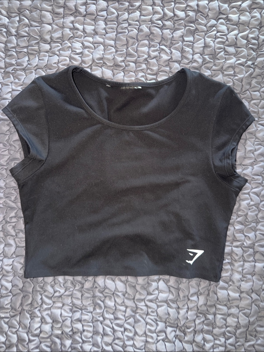 Gymshark Black Short Sleeve Crop Top with Logo